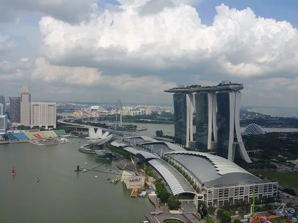 Marina Bay Sands above the waterfront in daylight