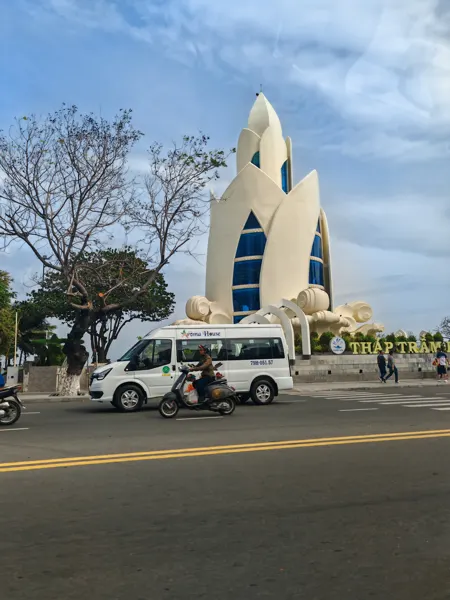Tram Huong Tower beside the road in Nha Trang