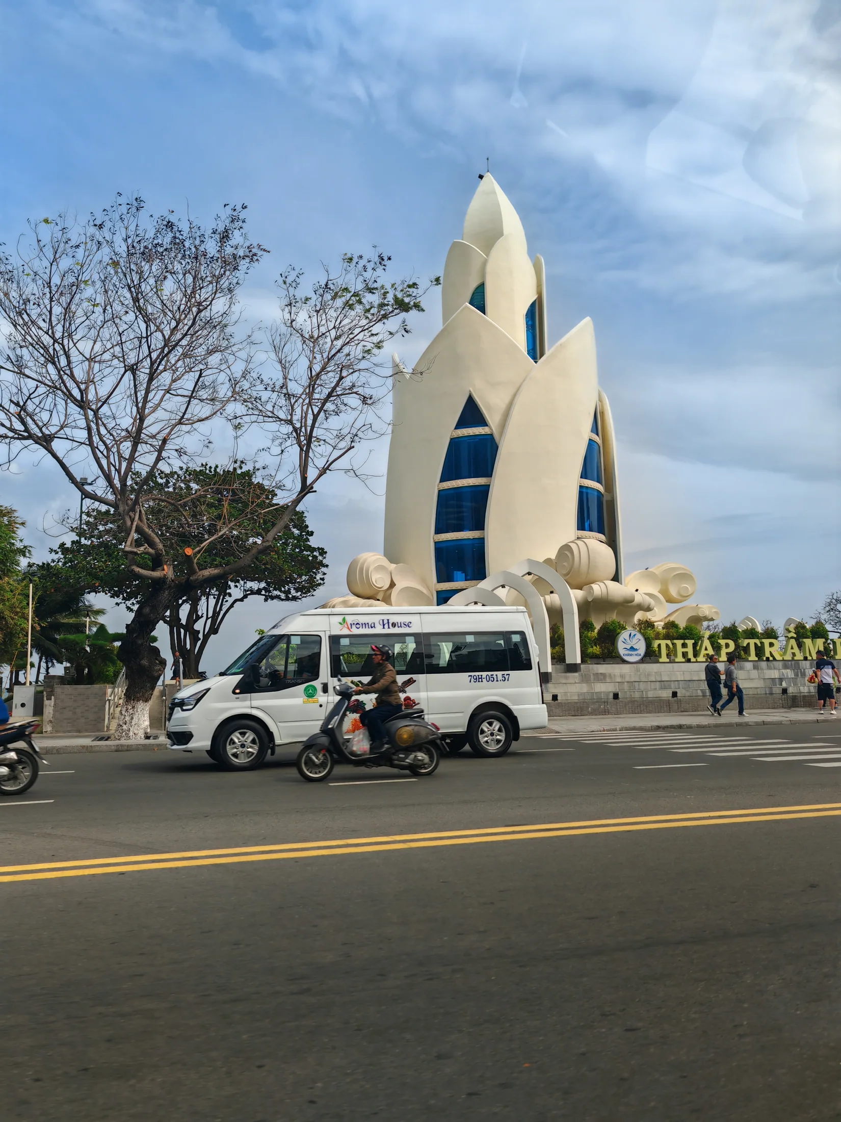 Tram Huong Tower beside the road in Nha Trang
