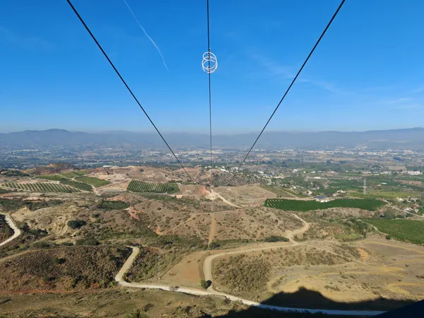 A view across the landscape from an adventure-park cable