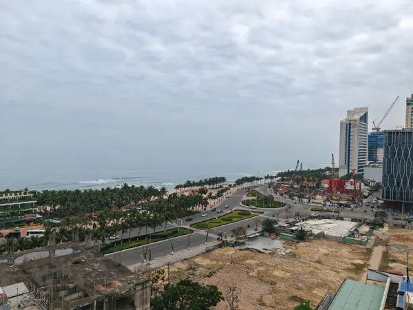 The Da Nang beachfront viewed from above