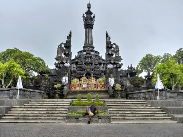 A carved monument above a broad flight of steps