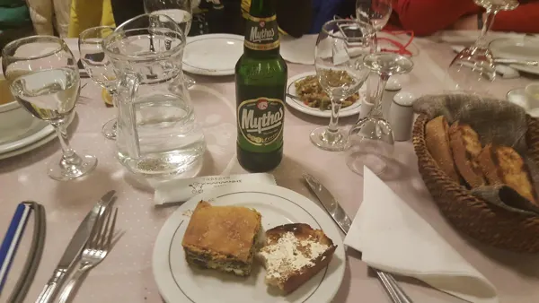 Desserts and drinks at the end of a shared meal